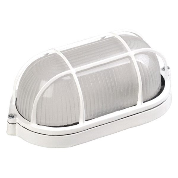 Овальний світильник TNSy НПП1402-60W-E27-IP65 з решіткою білий (TNSy5000575)