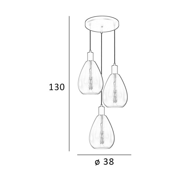 Підвісний світильник, люстра Italux PND-27812-3A-BRO-AMB Zulo E27 1x40W IP20 латунний - фото №3