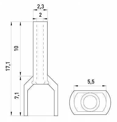 Ізольований наконечник E.Next e.terminal.stand.te.2.1.red 2x1 кв.мм червоний (s4037004) - фото №1