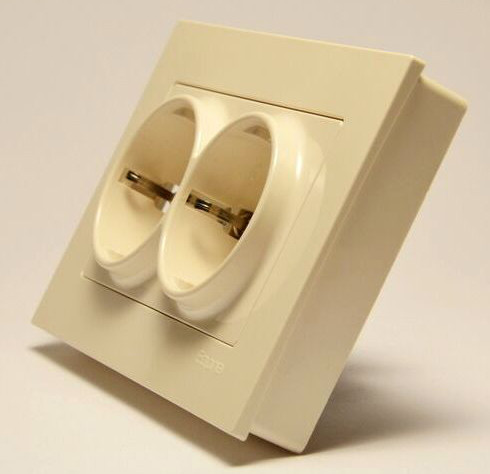 Розетка с з/к двойная Gunsan Eqona крем - фото №2