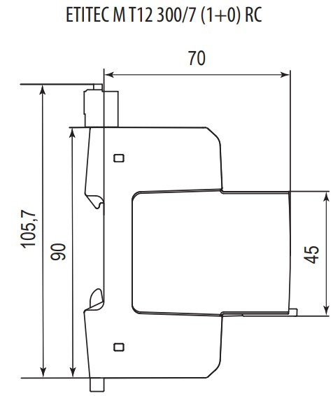 Ограничитель перенапряжения ETI 002440500 ETITEC M T12 300/7 (1+0 2p TNC) - фото №4