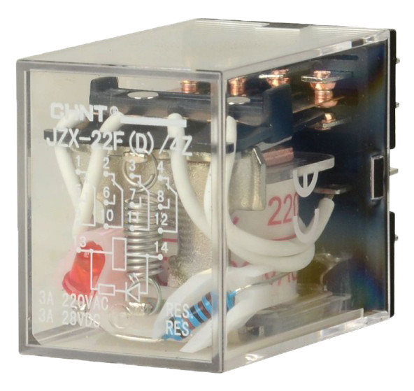 Проміжне реле Chint JZX-22F(D)/3Z PLU AC 220В 5A 3 групи контактів (285202)