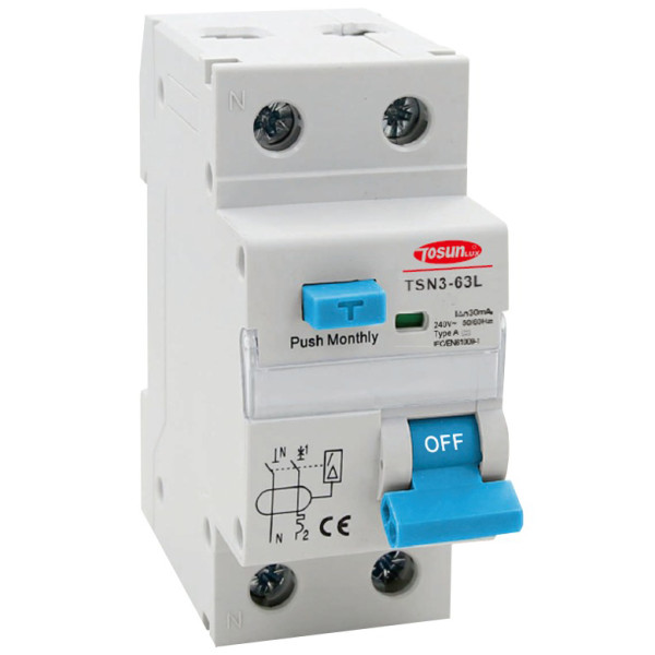 Дифференциальный автомат TOSUNlux TSN3-63L 1P+N 50А 30мА АС 4,5кА (6931934238624)