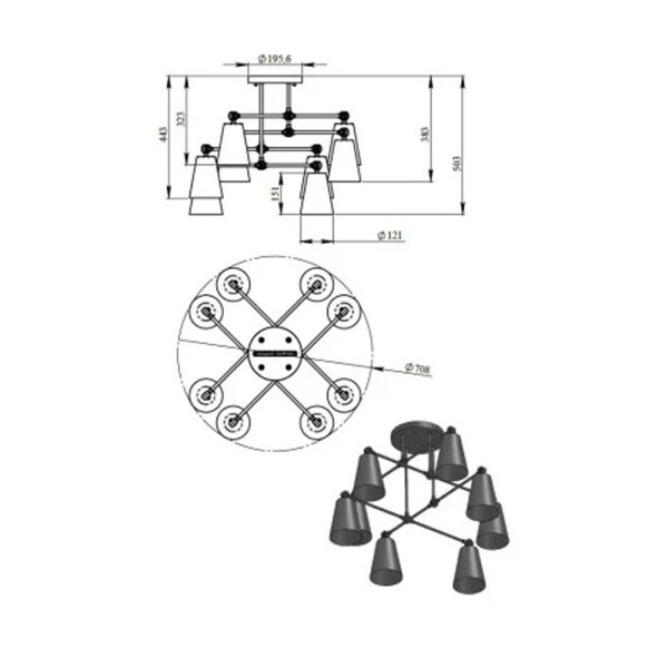 Люстра пристельова PikArt 24867-1 - фото №3