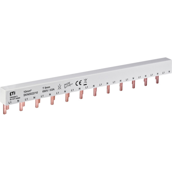 Шина живлення ETI 2921148 SKN0022/10 1F+N 12 М (для KZS-1M SUP із верхнім підключенням)