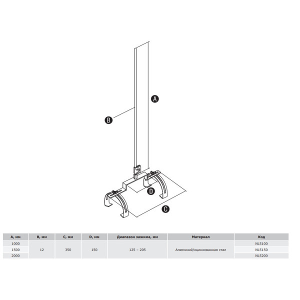 Блискавкоприймач на круглий гребінь будівлі DKC NL5100 Ø12мм довжиною 1м - фото №1
