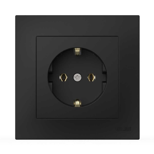 Розетка EL-BI VEGA чорний мат 1-на з заземленням ( 510-014800-217 )