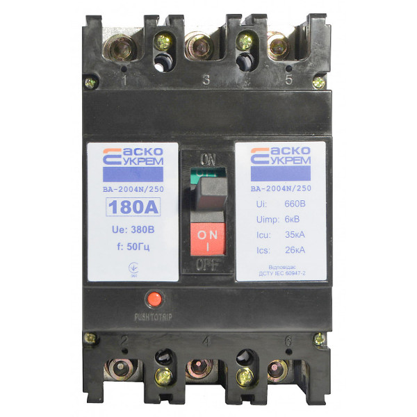 Силовой автоматический выключатель Аско-Укрем ВА-2004N/250 3р 180А (A0010040071) - фото №1
