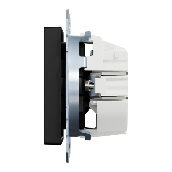 Механизм розетки SCHUKO с защитными шторками Merten System M Ocean Plastic MEG2300-0403 (черный матовый) - фото №2