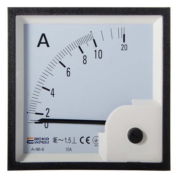 Амперметр прямого включения Аско-Укрем 10А АС 96х96мм (А-96-6) (A0190010090)