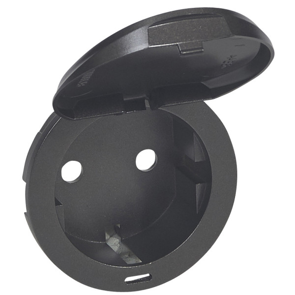 Накладка 2к+з розетки Legrand Celiane (067940) с крышкой (графит)