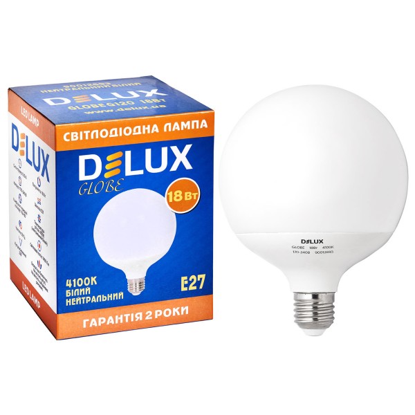 Лампа світлодіодна Delux G120 18Вт 4100К Е27 - фото №1
