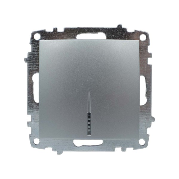 Вимикач ELBI ZENA Silverline сірий металік 1кл з підсвіткою без рамки ( 609-011000-201 )