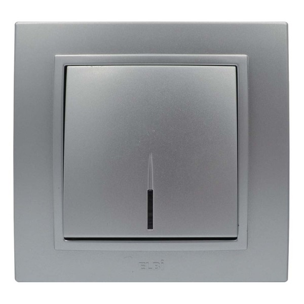 Вимикач ELBI ZENA Silverline сірий металік 1кл з підсвіткою без рамки ( 609-011000-201 ) - фото №1