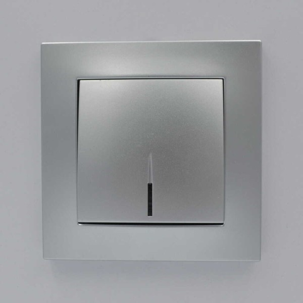 Вимикач ELBI ZENA Silverline сірий металік 1кл з підсвіткою без рамки ( 609-011000-201 ) - фото №3