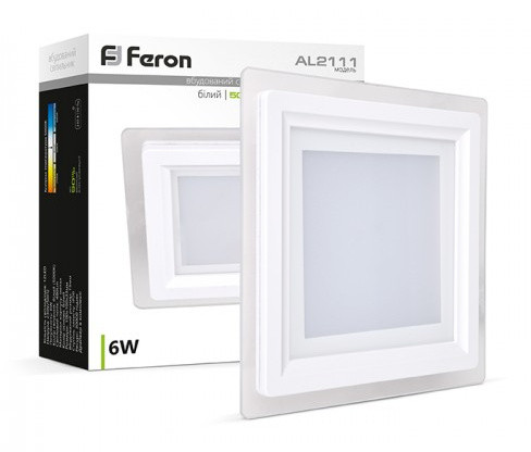 Вбудований світильник Feron 6245 AL2111 6Вт 5000К 480Лм квадратний - фото №2