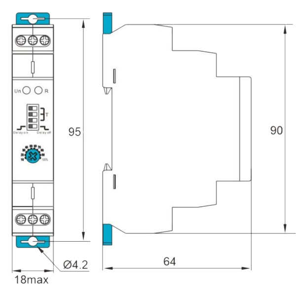 Двухфункциональное реле задержки времени TOSUNlux TRT8-ЕС (ON/OFF) 10A AC 230B 2 контактные группы (6931934211566) - фото №2