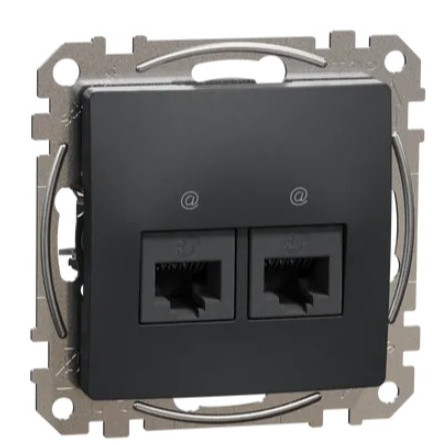 Двойная компьютерная розетка Schneider Electric Sedna Design & Elements RJ45 кат. 5е UTP черная SDD114452