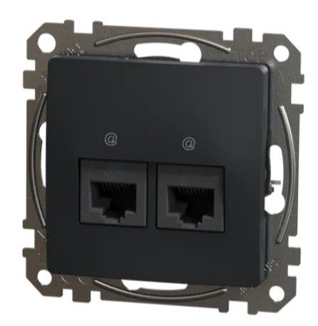 Двойная компьютерная розетка Schneider Electric Sedna Design & Elements RJ45 кат. 5е UTP черная SDD114452 - фото №4