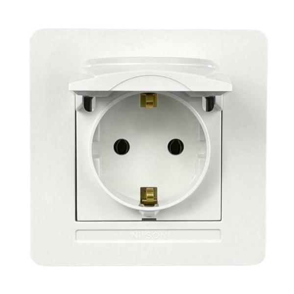 Розетка Nilson Selene біла 1-на з заземленням з кришкою ( 23111018 )