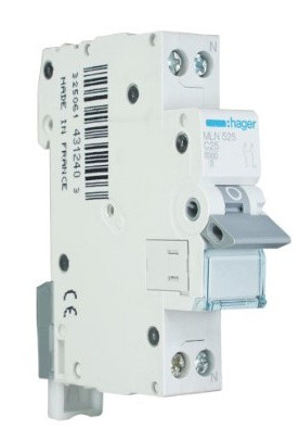Автоматичний вимикач Hager MLN525 6кА C 25A 1P+N