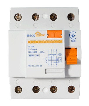 Пристрій захисного відключення ECOHOME 3P+N 32A 30мА (ECO020020003) - фото №2