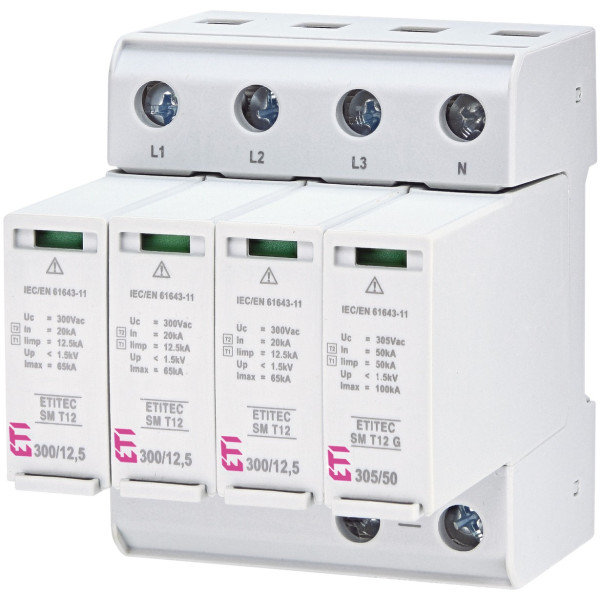 Ограничитель перенапряжения ETI 002440550 ETITEC SM T12 300/12.5 (3+1 4p TT TN-S)