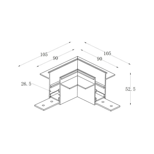 З'єднувач кутовий Alumled ALMG-ZM 90 (стеля/стеля) + електричне з'єднання Wh - фото №1