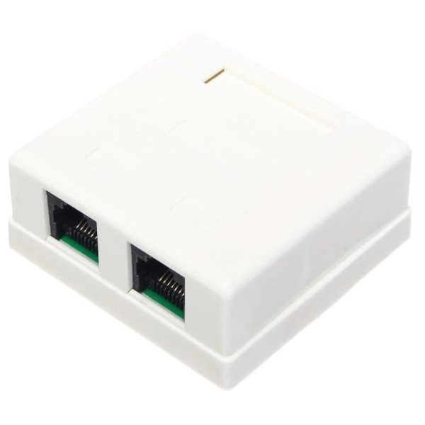 Двухпортовая розетка GEAR 2xRJ 45 Cat.5e GCS-SOCKET2RJ45C5E (в комплекте липучка и шуруп)