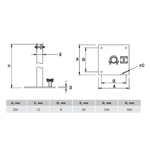 Металева основа DKC NL3013 для блискавкоприймачів Ø40мм - фото №1