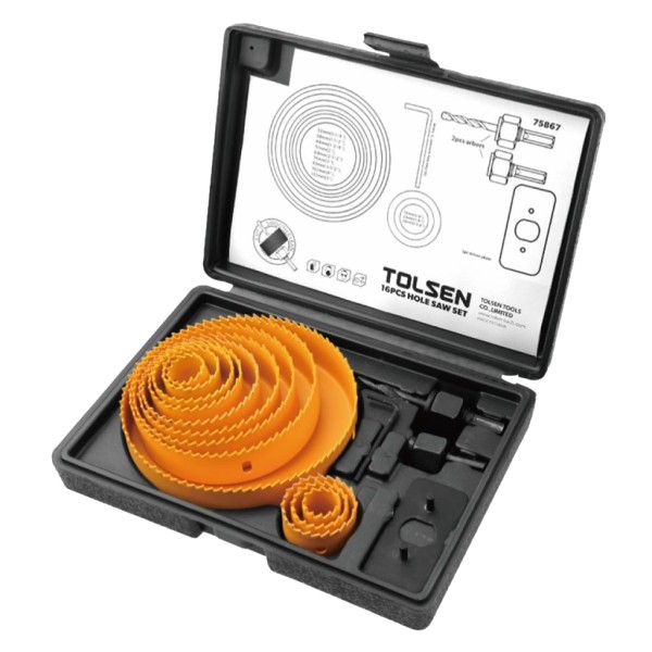 Набор коронок по дереву Tolsen 16 предметов 19-127мм (75867)