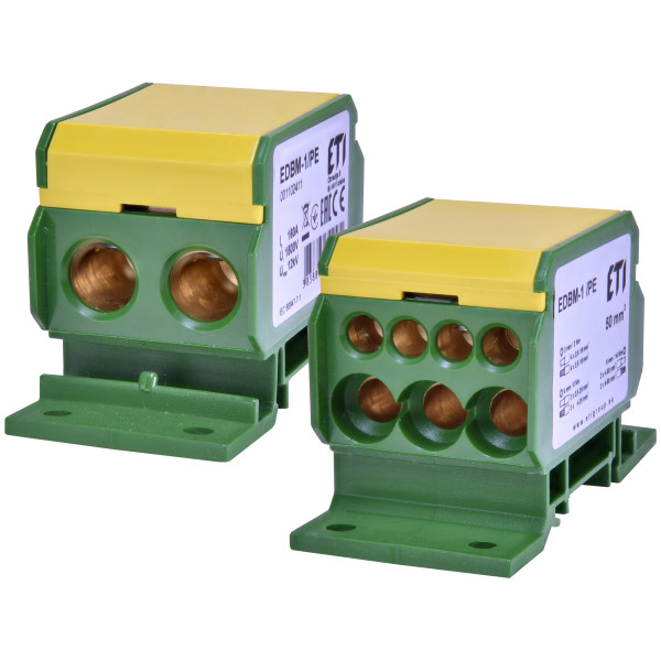 Распределительный блок ETI 001102411 EDBM-1/PE (160А 1x4-50; 3x2.5-25; 4x2.5-16) - фото №1