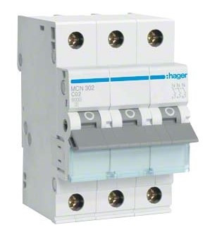 Автоматичний вимикач Hager MCN302 6кА C 2A 3P