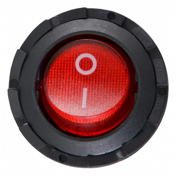 Переключатель Аско-Укрем KCD1-7-101NY R/B (0-I) с подсветкой круглый красный (A0140040136) - фото №1