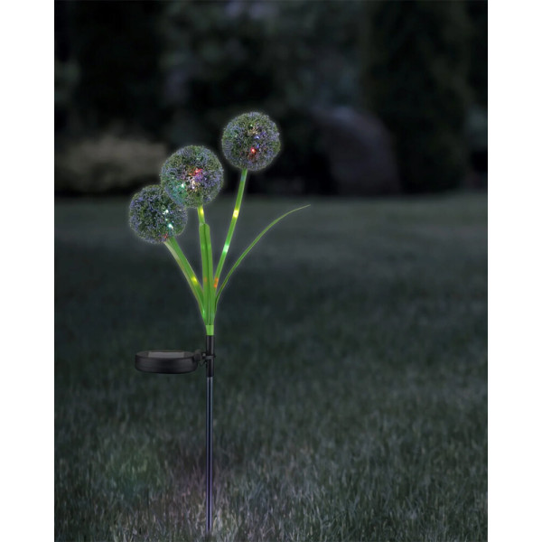 Вуличний світильник на сонячній батареї Goldlux 329516 Allium Color LED 6500K IP44 зелений - фото №1