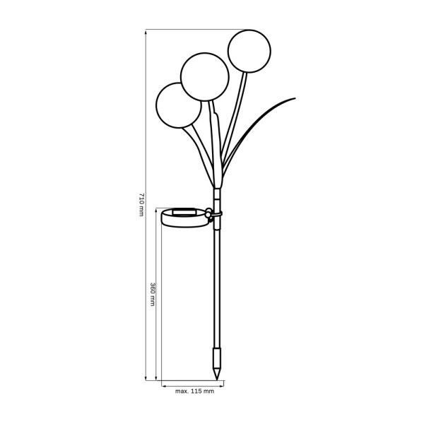 Вуличний світильник на сонячній батареї Goldlux 329516 Allium Color LED 6500K IP44 зелений - фото №3