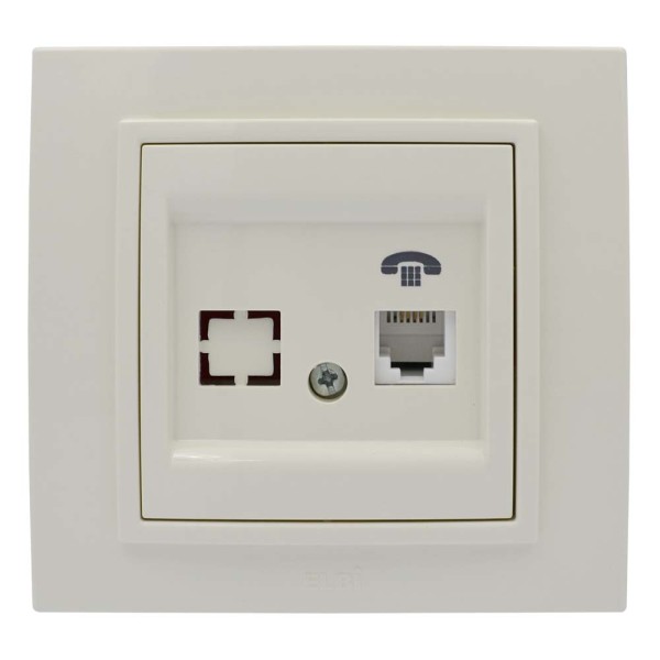 Розетка ELBI ZENA кремовая телефонная 1-я без рамки ( 609-010300-221 ) - фото №1