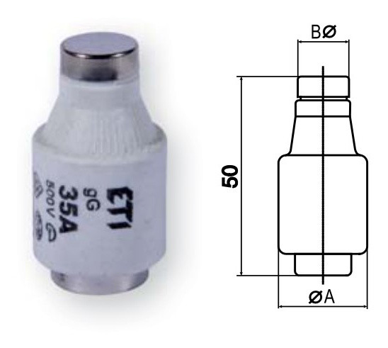 Запобіжник ETI 002313402 D III gG 50A/500V - фото №1