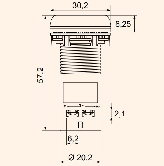 Моноблочна втоплена кнопка ETI 004771453 ECF-10-C (1NO чорна) - фото №1