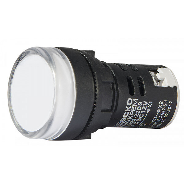 Сигнальна арматура Аско-Укрем AD22-22DS 12В AC/DC біла (A0140030160) - фото №3