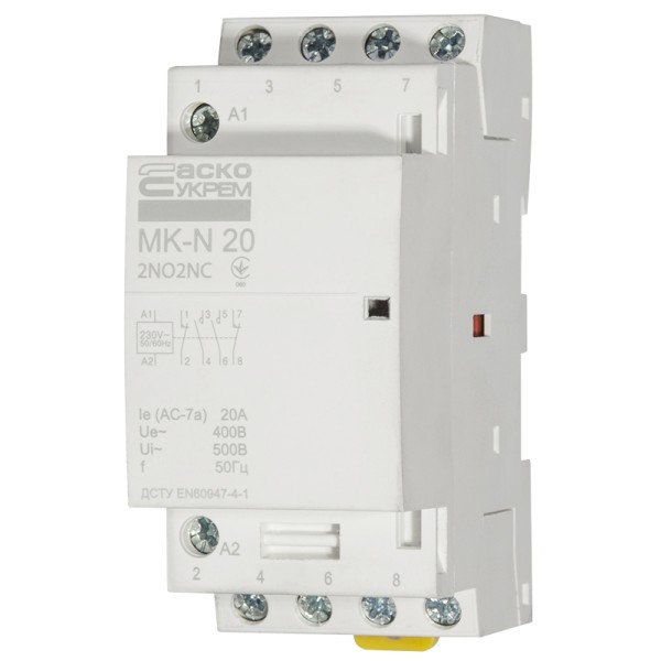 Модульный контактор Аско-Укрем MK-N 4P 20A 2NO+2NC (A0040030029) - фото №3