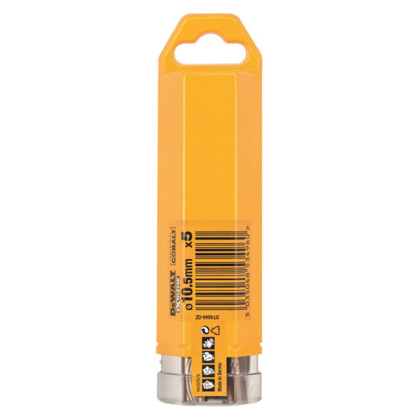 Кобальтові свердла по металу DeWALT DT4944 Extreme Industrial cobalt HSS-CO 10,5х133/84мм (5шт в упаковці) - фото №3