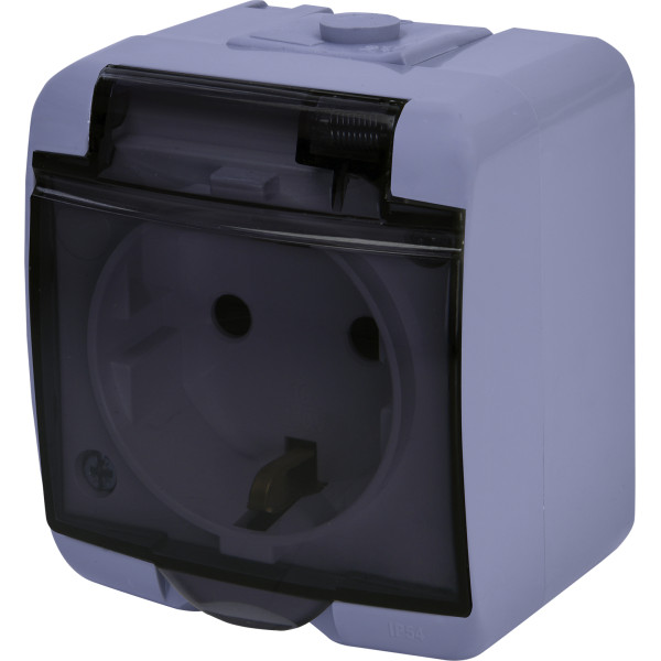 Розетка одноместная Eti Hermetics RHE-1sd-SR с з/к IP54 серая/прозрачная крышка (4668071)