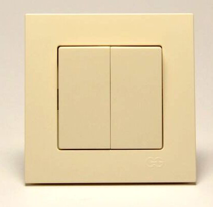Выключатель 2-клавишный Gunsan Eqona крем - фото №1
