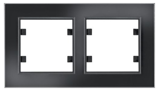 Горизонтальная двухместная рамка Hager WL9221 Lumina-Passion 2Х (черное стекло)