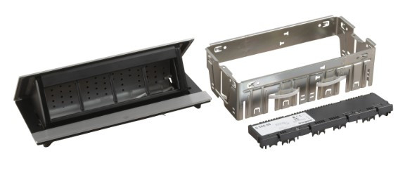 Лючок із висувним блоком Legrand на 8 модулів (654808) нержавіюча сталь - фото №2