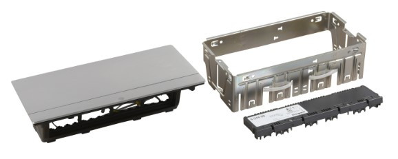 Лючок із висувним блоком Legrand на 8 модулів (654808) нержавіюча сталь - фото №3