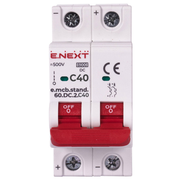 Модульный автоматический выключатель E.Next e.mcb.stand.60.DC.2.C40 2р 40А C 6кА DC (s081023) - фото №1