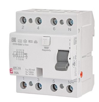 ПЗВ ETI EFI6-P4 3P+N 16/0,03 AC 6кА (2061650)