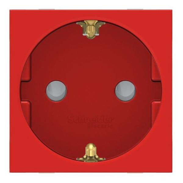 Розетка Schneider Electric NU305703 (зажимной контакт) 16А (красная) - фото №1